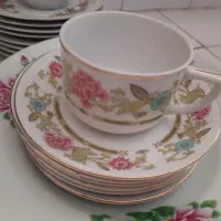 نعلبکی گل ترمه با دو فنجان