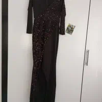 لباس مجلسی بلند پولکی کرپ