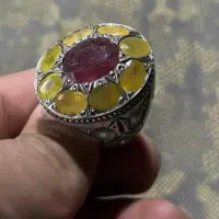 انگشتر نقره یاقوت سرخ زرد