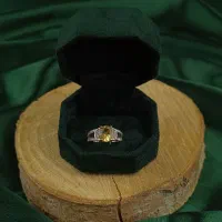 انگشتر نقره زنانه با سنگ طبیعی سیترین و زبرجد