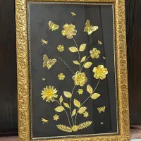 تابلو گل فلزی طلایی