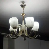 لوستر سفید طلایی پنج شاخه