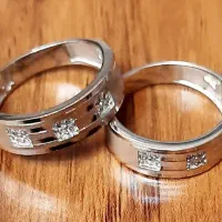 حلقه ست نقره زنانه و مردانه با آبکاری طلا سفید