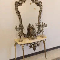 آئینه ، شمعدان و ساعت برنز (برنج)