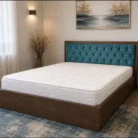 تخت دونفره با تاج لمسه دار و تشک طبی فنری