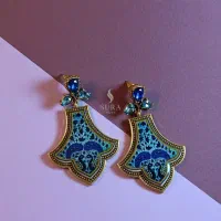 گوشواره نقوش ایرانی آبی رنگ