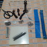 وسایل چرم دوزی.مشته.خط کش.قیچی‌.سمبه