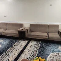 مبل 9نفره تمیز ترکیب رنگ نسکافه ای قهوه ای|مبلمان خانگی و میز عسلی|امیدیه, |دیوار