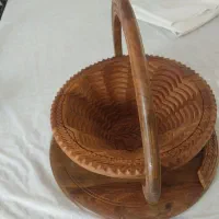 ظرف،سبد دکوری چوبی،کنده کاری شده