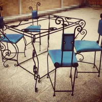 میز و صندلی نهارخوری فرفورژه ۴ نفره|میز و صندلی غذاخوری|کرمان, |دیوار