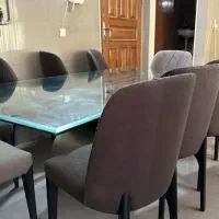 شیشه میز ناهارخوری ۱۰ نفره و ۵ عدد صندلی