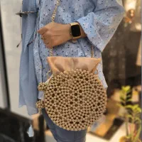 کیف گرد مهره بافی، رنگ نسکافه ای، کارِدست|کیف، کفش، کمربند|تهران, مشیریه|دیوار