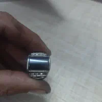 انگشتر نقره قدیم فیروزه وعقیق مشکی نگین کاری شده|جواهرات|سرخه, |دیوار