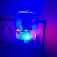 گوی شیشه‌ای چراغ‌دار با مایع و عروسک خرس