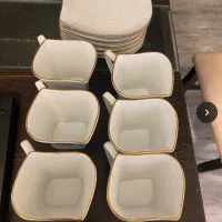 سرویس چایخوری ۶ نفره بشقاب شیشه ای فرانسوی ۴ نفره