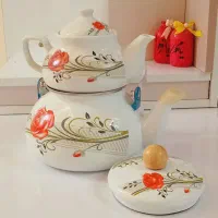 کتری لعابی و قوری چینی ، کاملا نو