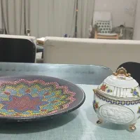 جاشکلاتی و شمعدان و جاعودی و بشقاب نقطه کاری شده