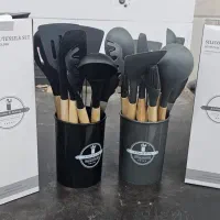 ست ۱۲ تکه کفگیر و ملاقه سیلیکونی بامبو