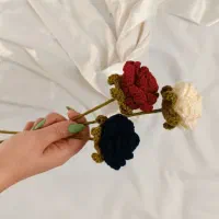 انواع دسته گل بافتنی تک شاخه و چند شاخه|گل مصنوعی|شهرکرد, |دیوار