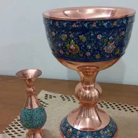 جام سنگاب مس پرداز وگلدان فیروزه کوب مسی