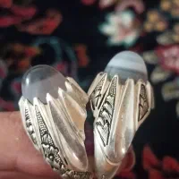 انگشتر نقره جفت با یک عدد عقیق|جواهرات|سنندج, |دیوار