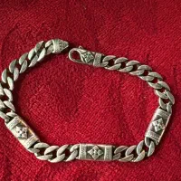دستبند نقره تایلندی  قلم کاری شده  دو رو