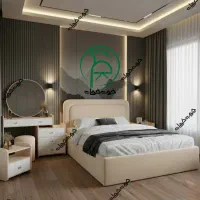سرویس خواب دو نفره تخت مدرن تشک تخت کرم کد 8