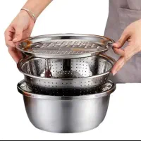 آبکش و لگن استیل به همراه رنده، برند BASIN