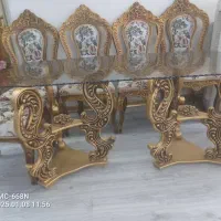 میز و صندلی ناهارخوری چوب گردو و زیر تلویزیونی