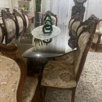 میز ناهار خوری ۸نفره منبت کار دست چوب گردو