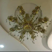 لوستر طرح دو گل طلایی شاهچراغ|لوستر و چراغ آویز|سبزوار, طبرسی (جعفرآباد)|دیوار