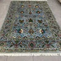 فرش دستباف بساک نقشه مدرن رنگ طوسی سبز|فرش|مشکین‌دشت, |دیوار