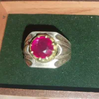 انگشترنقره۹۲۵ یاقوت اناری معدنی آفریقایی