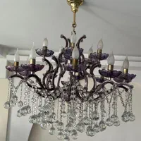 لوستر کریستال بنفش|لوستر و چراغ آویز|اصفهان, جاوان|دیوار