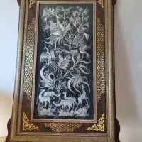 تابلو قلم زنی با قالب خاتم کاری