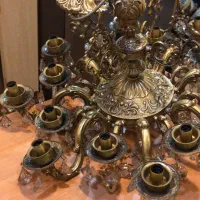 دو عدد لوستر بزرگ 16 شاخه طرح S ایتالیا برنزی لوکس|لوستر و چراغ آویز|تهران, آسمان|دیوار