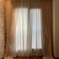 پرده حریر به همراه پشت پرده و کناره تورترک|پرده، رانر، رومیزی|تهران, ونک|دیوار