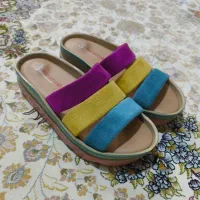 صندل رنگین کمون دخترانه سایز 33برند زرپای