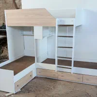 تخت سه تخت ال نردبانی چوب سخت (مشهد گلبهار )|تخت و سرویس خواب|مشهد, شهرک امام هادی (شهرک غرب)|دیوار