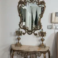 آینه شمعدان برنزی سنگین قدیمی