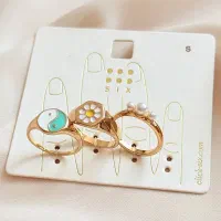 انگشتر پکی طرح دار بابونه و ین و یانگ چند رنگ