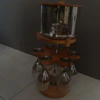 کلمن بار شیشه ای با پایه گردان چوبی