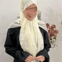 روسری حریر خامه دوزی نگین دار وارداتی