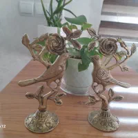 دکوری برنز دوعددی گوزن وگنجشک