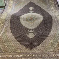 (فرش حق زاده)فرش۲۴متری ماهی۵۰رج سرمه ای گل ابریشم