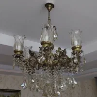 فروش یک جفت لوستر برنجی اصل ۶شعله در حد نونو