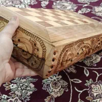 تخته نرد کنده کاری چوب گردو و راش