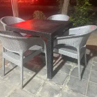 میز صندلی حصیری