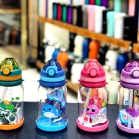 قمقمه آب و مدارس طرح دلفین نی سیلیکونی قمقه