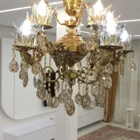 لوستر ۵ شاخه دوبل برنز ۴ عدد|لوستر و چراغ آویز|تهران, آبشار تهران (دریاچه)|دیوار